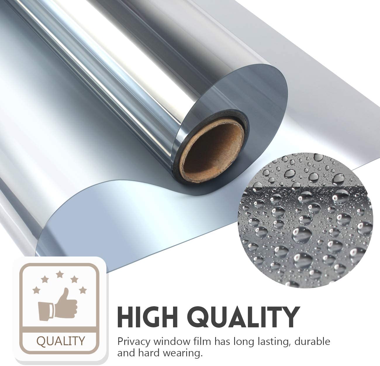 ”：{》： LUCKYYJ One Way Mirror Film Reflective Glass Tint Self Adhesive Film Sun Block Glass Stickers Heat Control Window Tint For Home