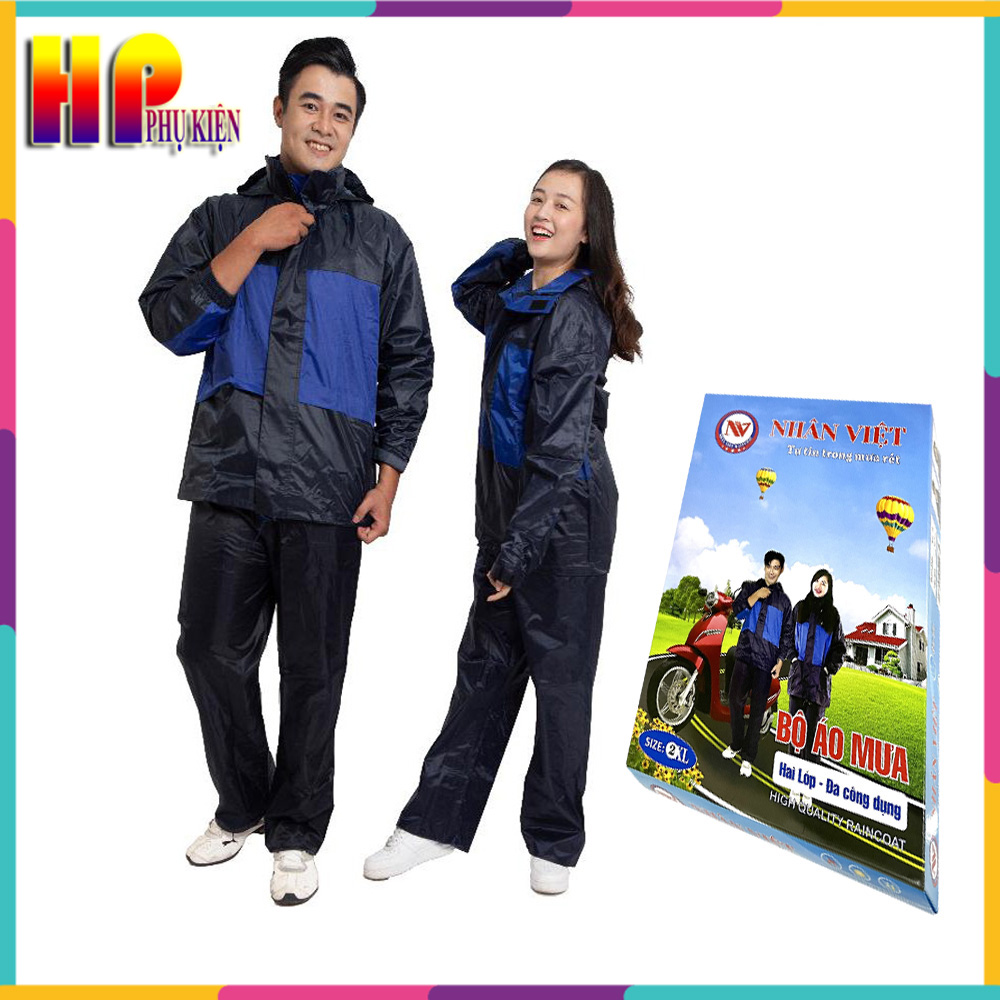 Bộ mưa 2 lớp phản quang sơn thủy - bộ mưa tránh mưa giữ ấm k28 - áo mưa nhân việt