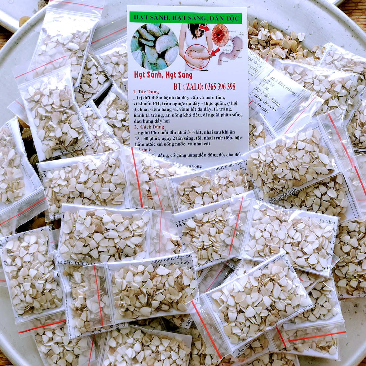 Hạt Sang (Hạt Sành) trắng, chữa đau dạ dày 1gói 10 hạt