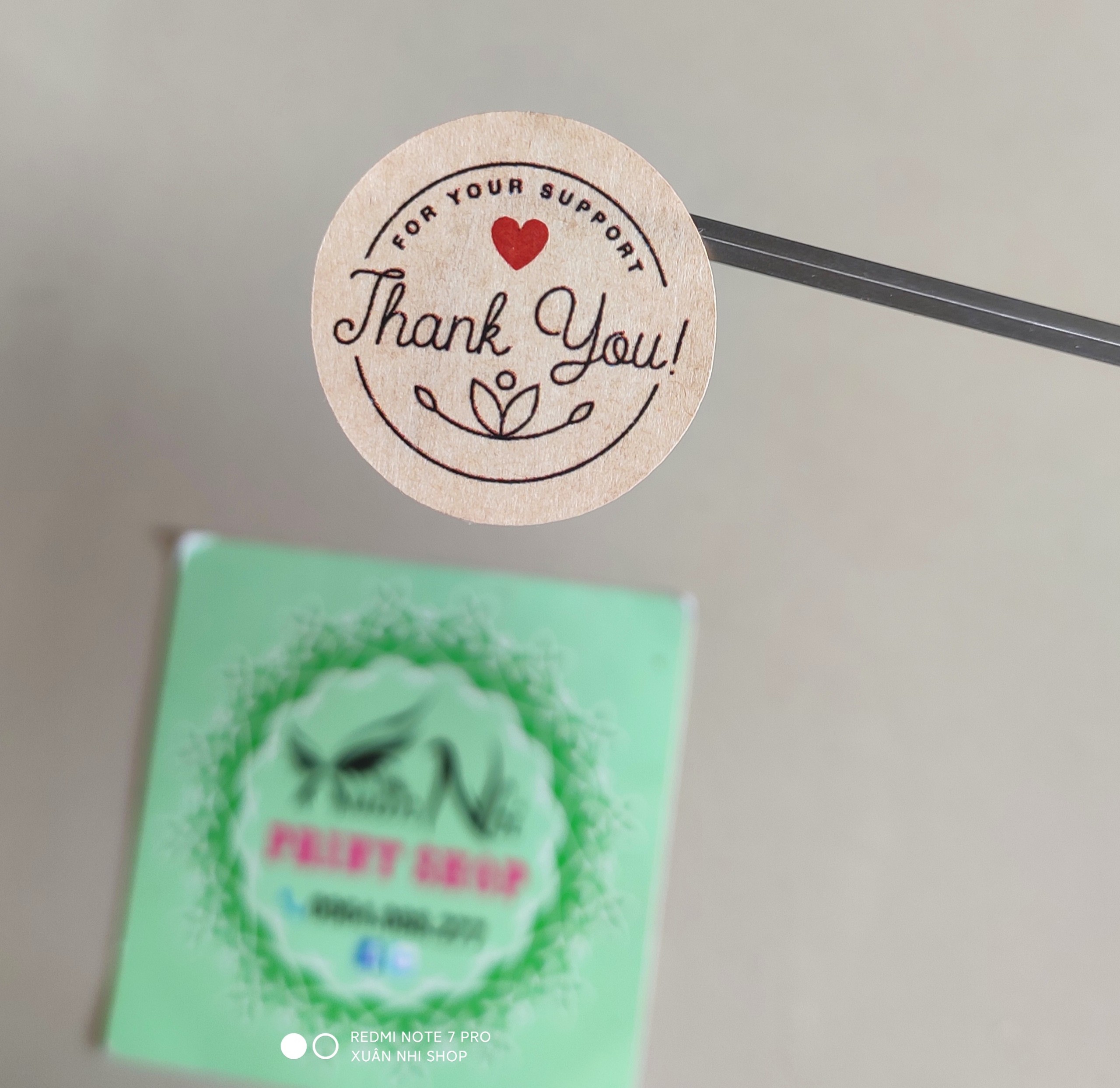 Sticker Thank You giấy kraft cổ điển