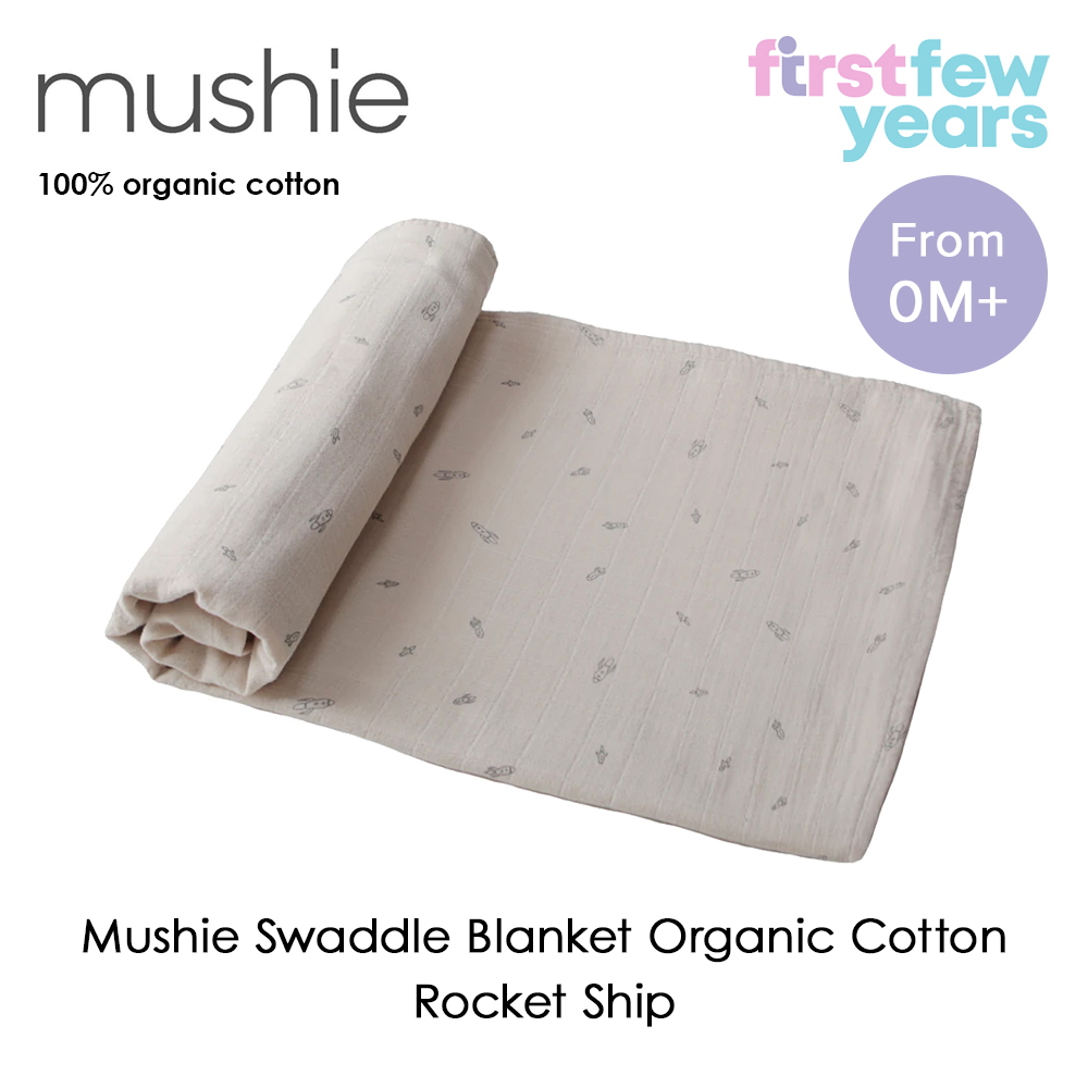 Mushie Swaddle Blanket Organic Cotton, Muslin Baby Swaddle [120cm
