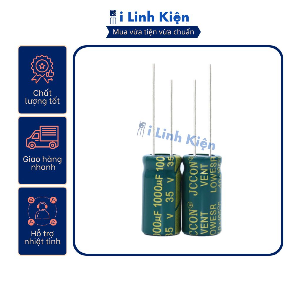 Tụ hóa 35v 1000uf 10x20mm tần số cao chất lượng tốt.