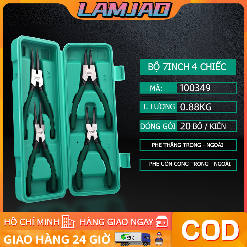 Hộp 4 chiếc Kìm mở phe trong, phe ngoài, Mũi cong, mũi thẳng, mũi đôi, mũi đơn