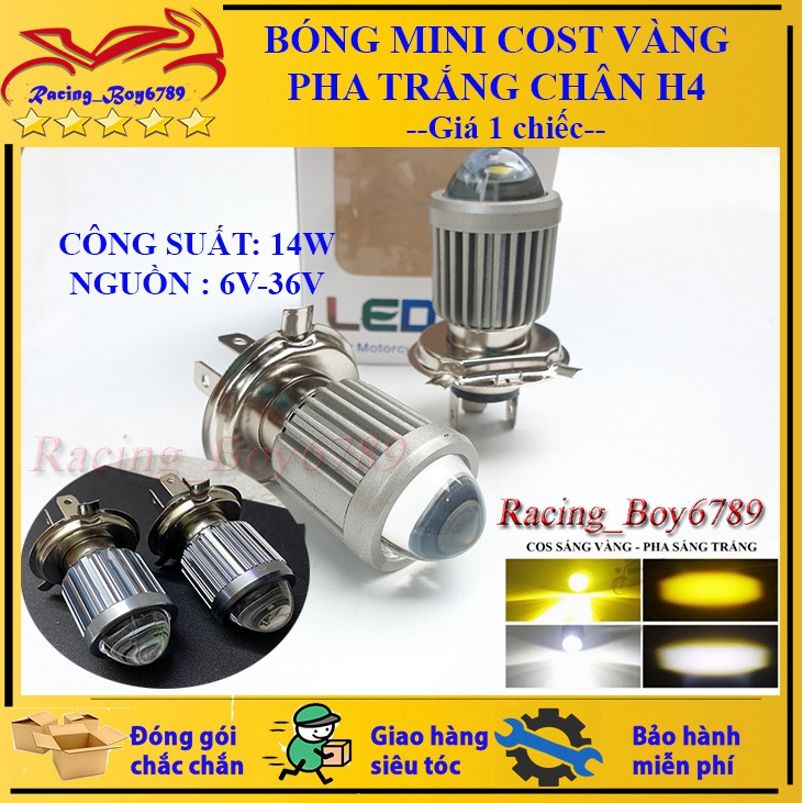 Đèn Pha Led Bi Cầu Mini 2 Mầu Cos Vàng Pha Trắng