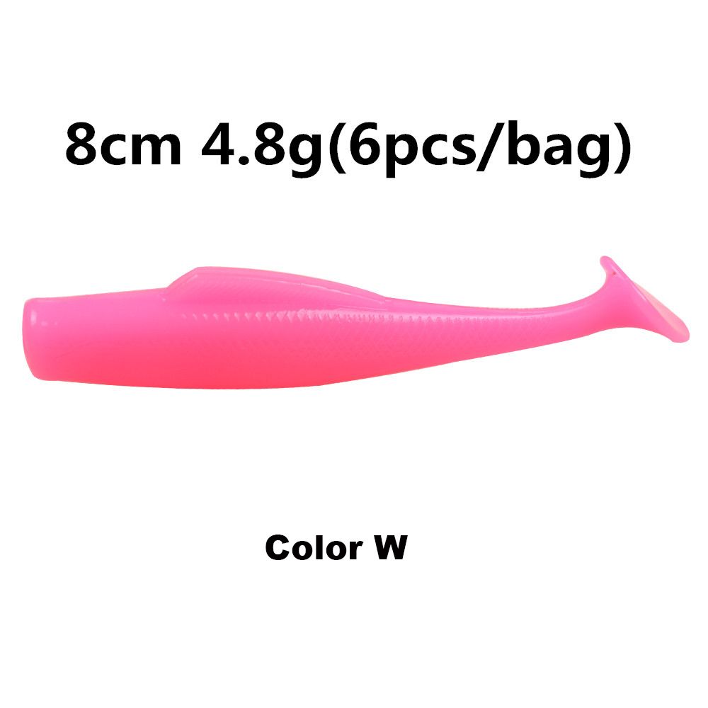 TONG 6pcs/lot Chất lượng cao 8cm / 4,8g Màu kép Nhân tạo Capuchin Maggot Lure nhựa mềm Mồi câu cá Đuôi chữ T đơn
