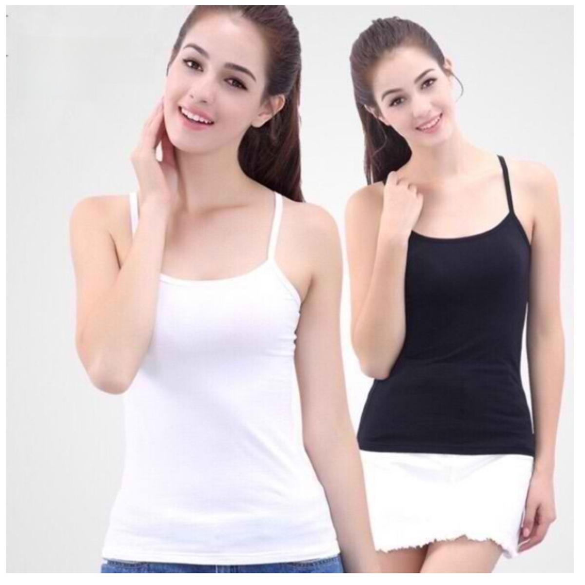 2 Pack Black and white Active Basic Women's Seamless Tank Tops Inner wear..