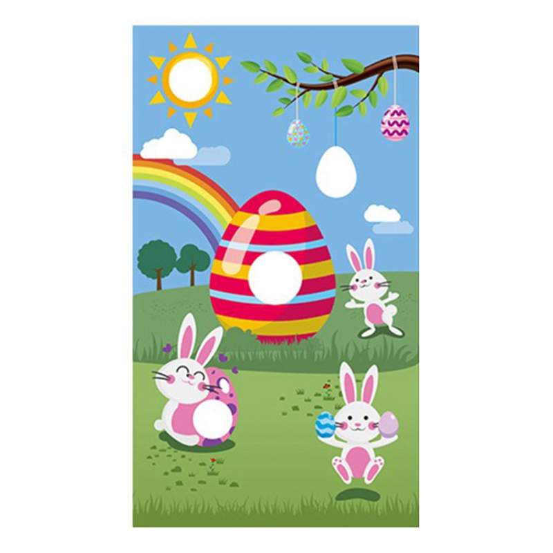 Easter Toss Game Flag Easter Day Rabbit Toss Flag Bunny Themed Banner Toss Banner Carnival Kid Toys