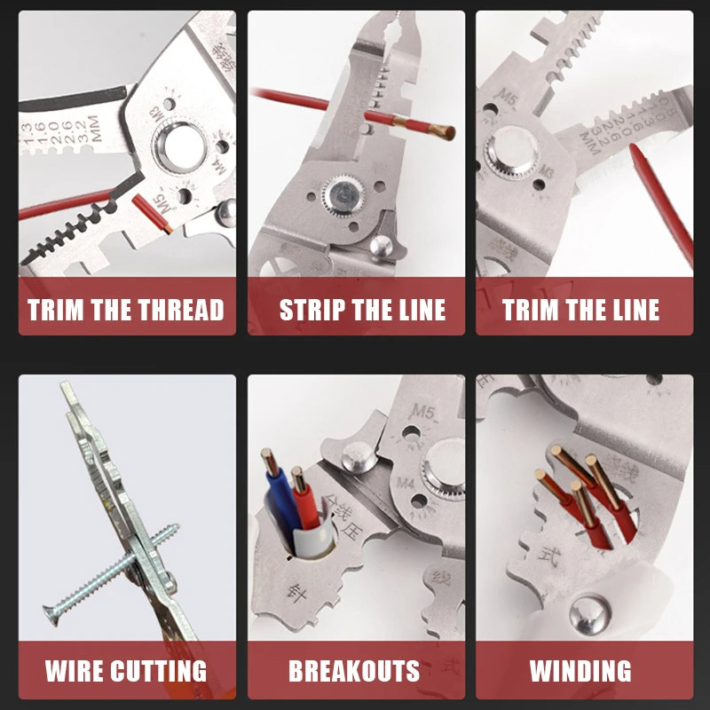 YONUO Multifunctional wire stripping pliers Multifunctional electrician's pliers Wire splitting, winding, stripping and cutting Electrician's wire stripping pliers
