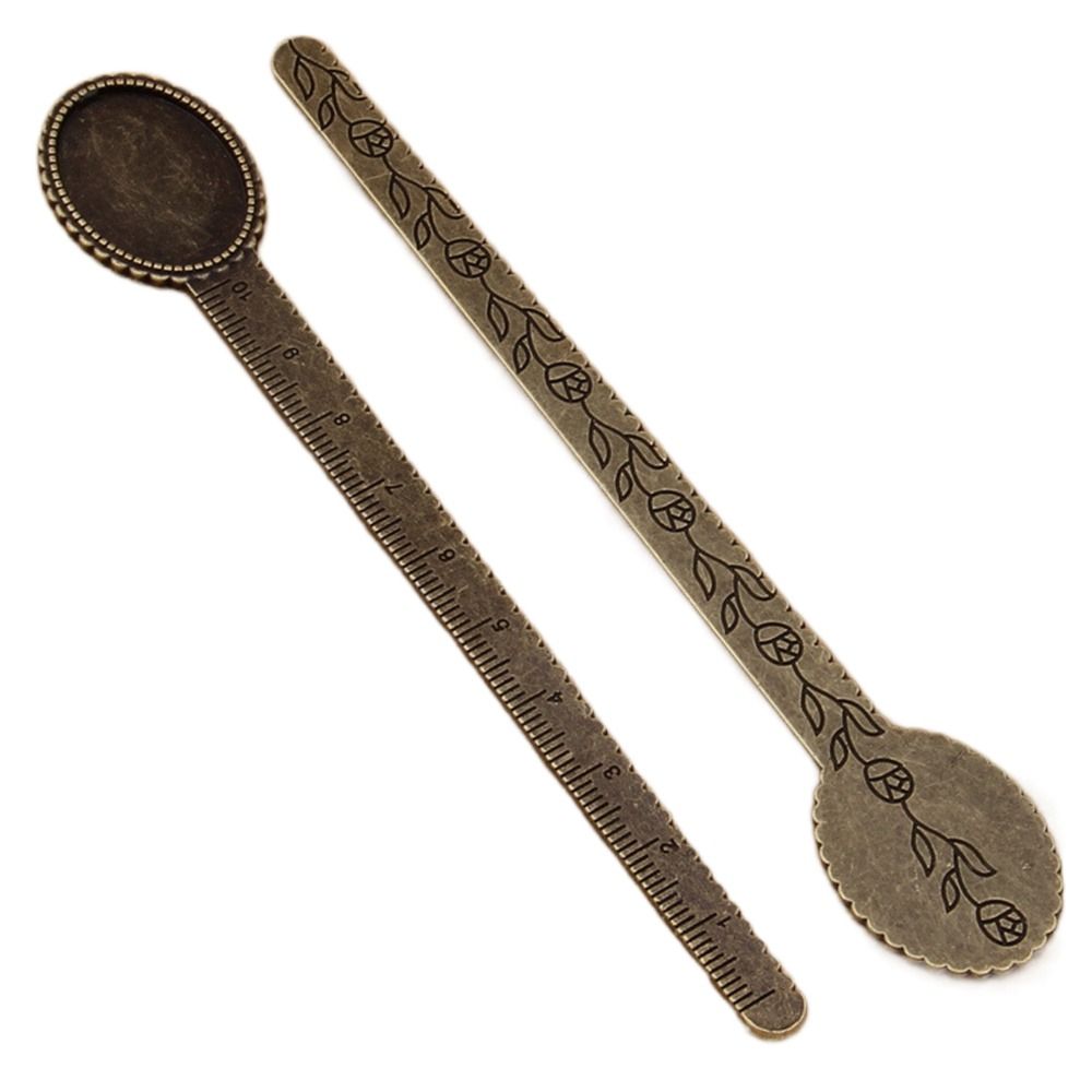 MMLUCK Cabochon Base Antique Bookmark Ruler Blanks Bezel Bronze Bookmark DIY Flower Ruler Book Cilp Stationery