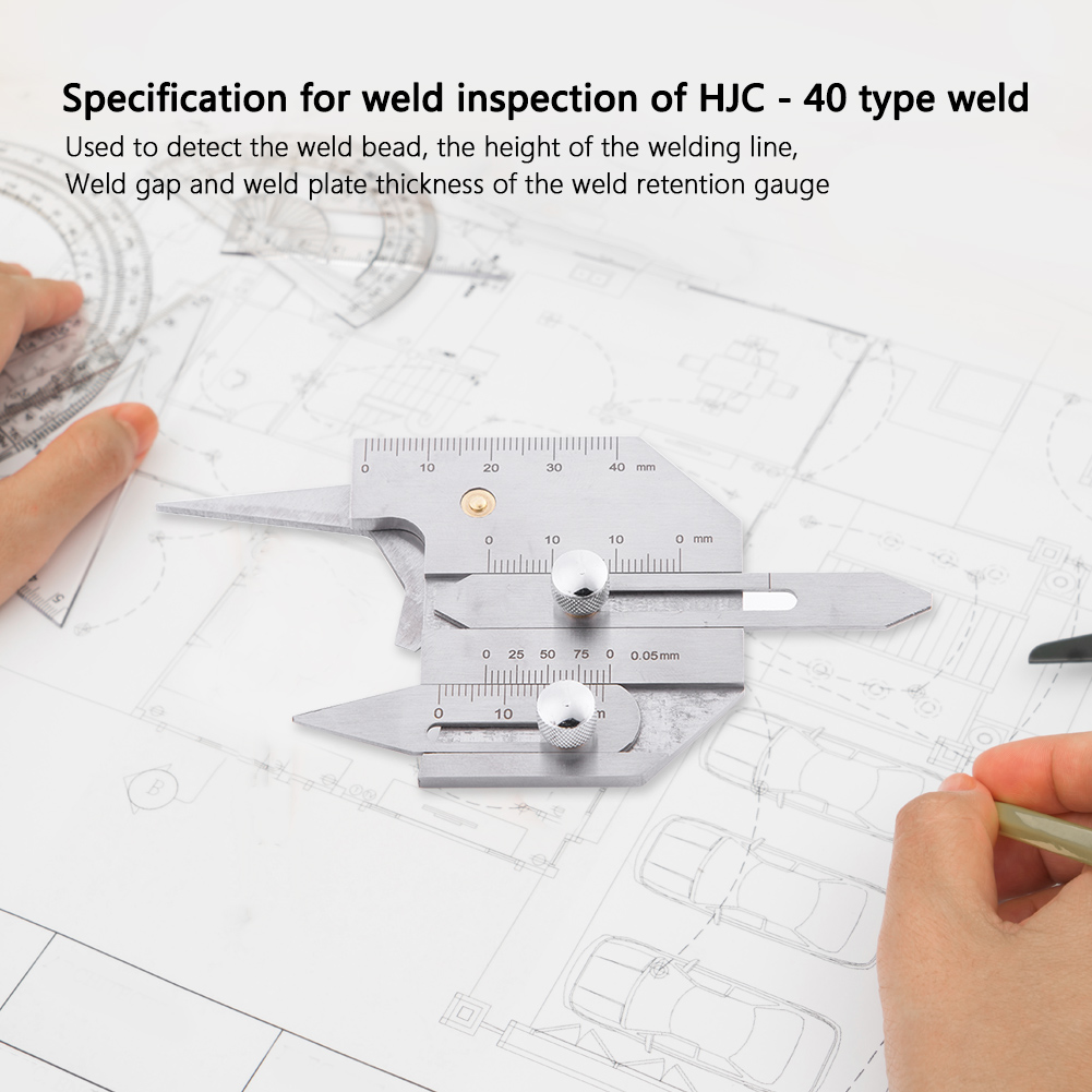 Dụng cụ đo hàn 1 Máy đo hàn bằng thép không gỉ HJC-40 Các bề mặt hàn Các mối nối Undercut Thước đo chiều cao Thước đo Máy đo mối hàn đa chức năng