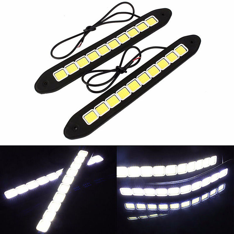 1X 10LED 12V Daytime Running Light DRL COB Strip Lamp Fog Car Driving Waterproof. 