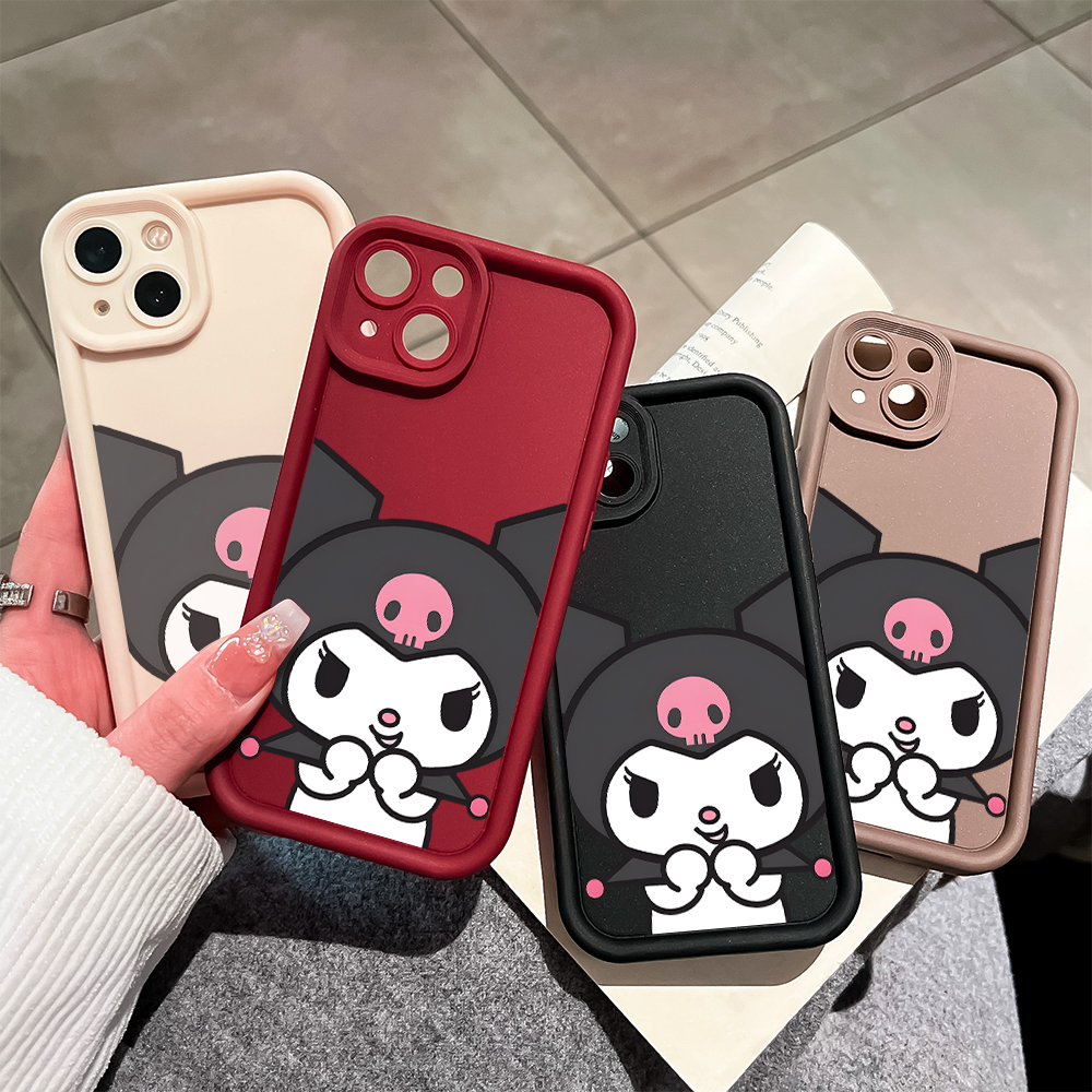 ZCSIBORUI for Samsung A06 Back Cover Cute Kuromi Pattern Soft Camera Protection Rubber Square Ladder Phone Case.