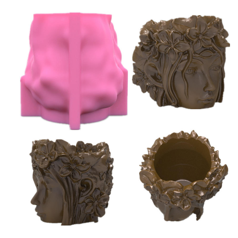 Creative New Beautifull 3d Girl Cement Vase Mould Diy Concrete Flower Pot Silicone Planter Molds Garden Decorating. 