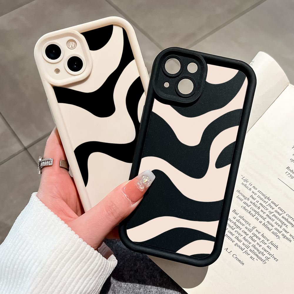 UCUC for Redmi 14C Back Cover Black White Stripes Ladder Camera Soft Rubber Protection Phone Case. 