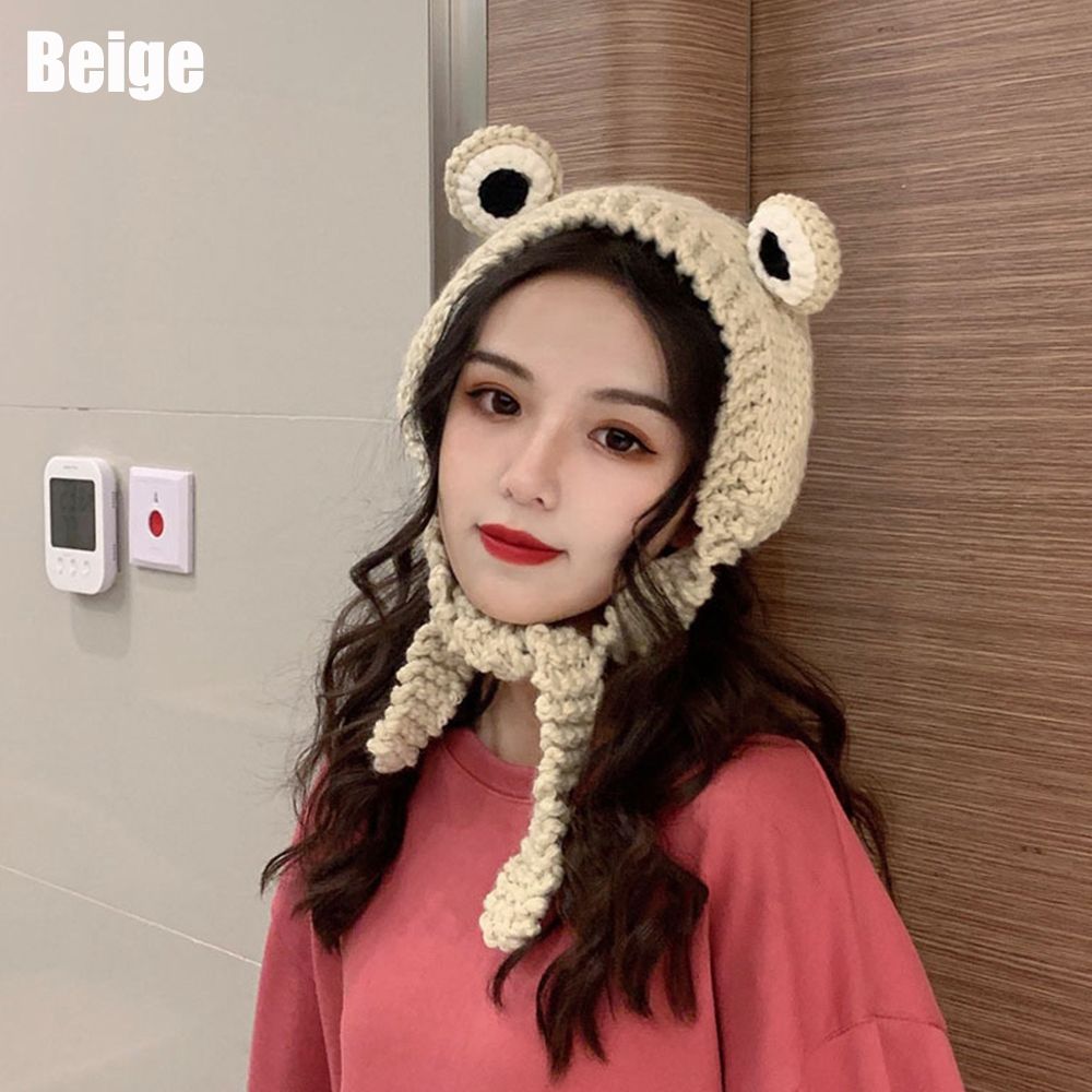 RUMMAGE Phụ nữ Chụp ảnh ủng hộ Mũ trang phục Mũ Anime cho bé Mũ beanie Mũ đội đầu vui nhộn Mũ ếch Mũ đan móc