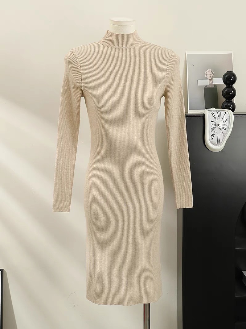 Váy len cổ 3 phân dáng ôm, váy len body chất dày dặn