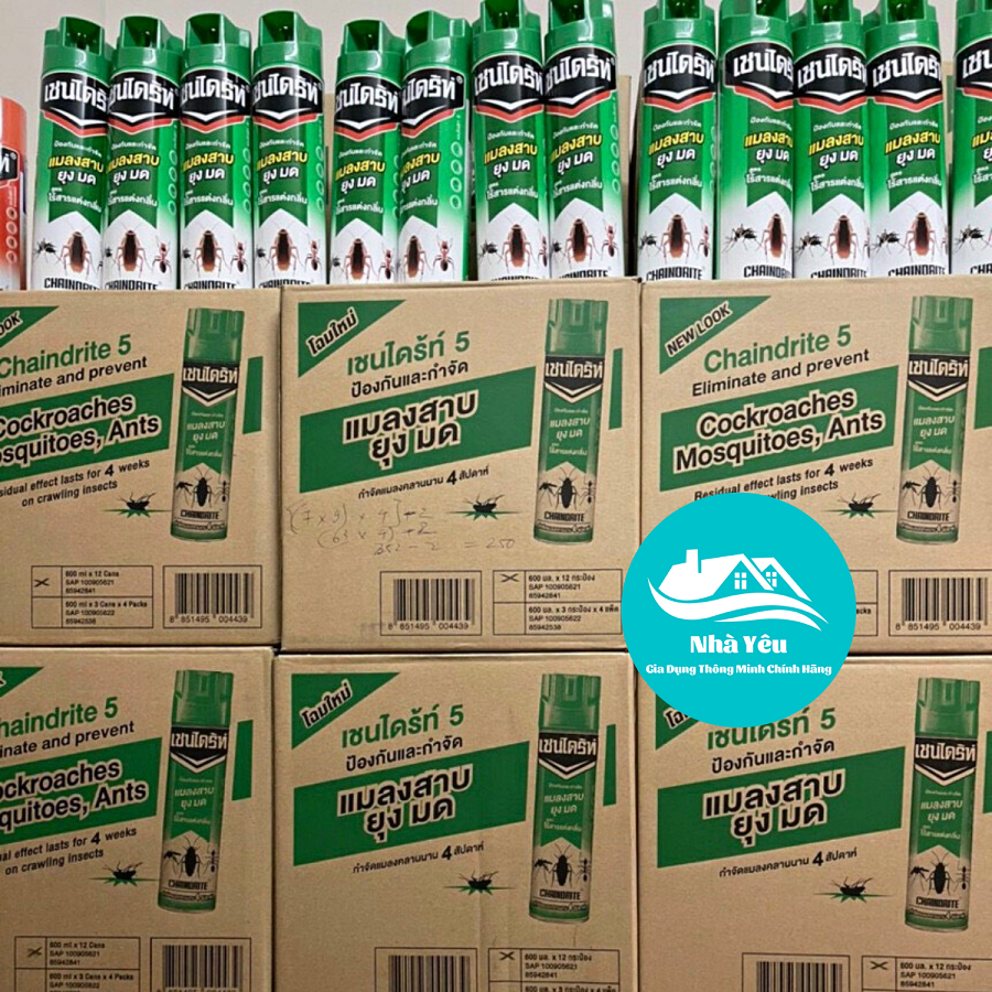 Bình Xịt Muỗi,Gián Và Các Loại Côn Trùng ChainDrite Thái Lan 600ml - An Toàn Cho Người Sử Dụng,Hàng Chính Hãng