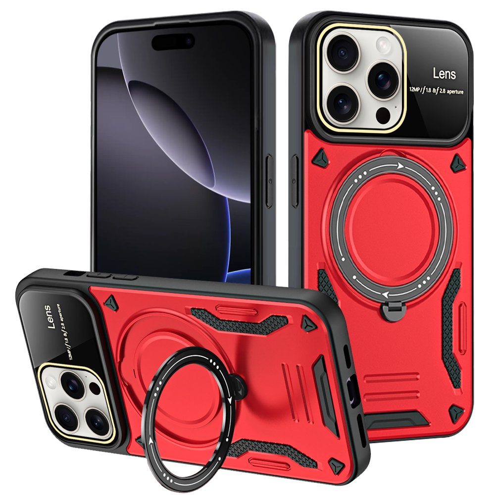 lthmy for iPhone 16 Pro Max Casing dual layer magnetic ring stand MagSafe case with cover