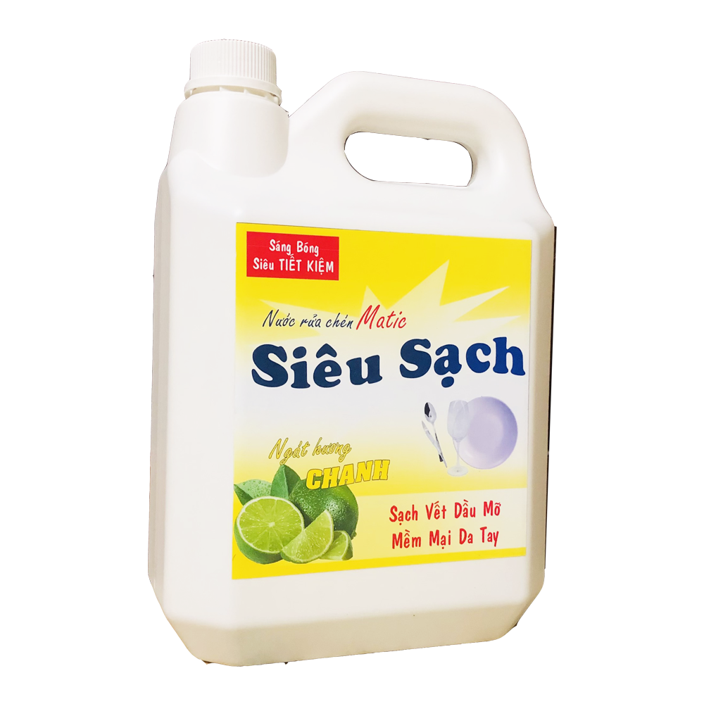 Nước rửa chén hương chanh Matic Siêu Sạch can 5kg