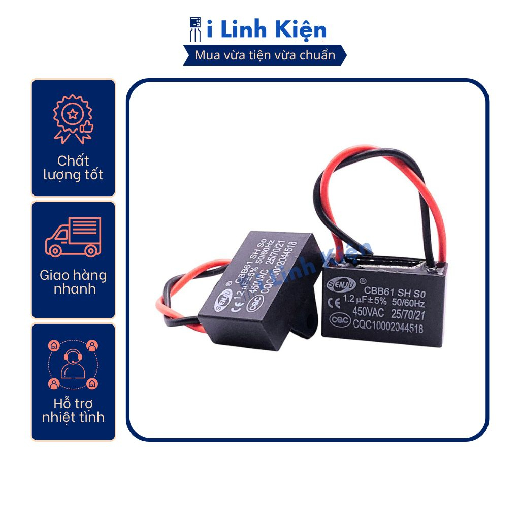 Tụ quạt 1.2uF dây CBB61 loại tốt