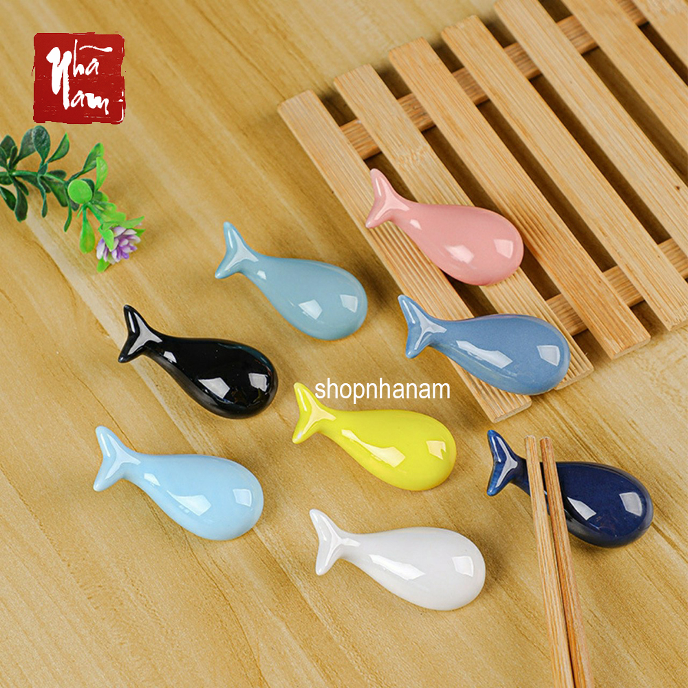 Ceramic Whale Statue Holding Chopsticks on the Dining Table