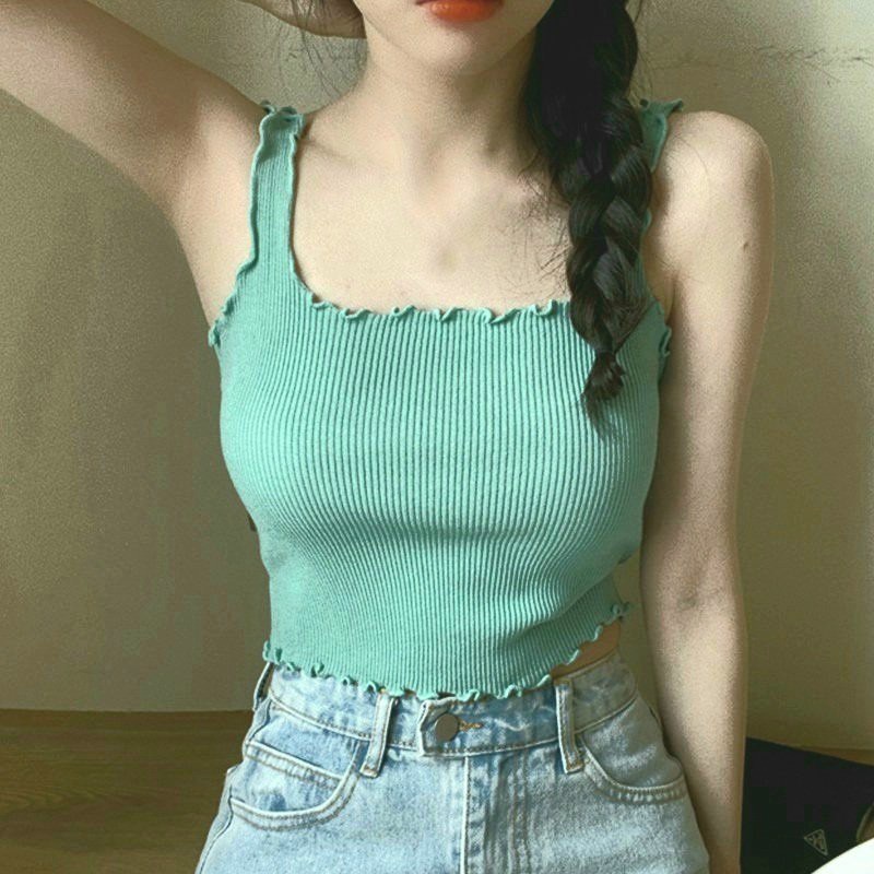 Áo croptop cuốn biên sát nách thun gân phong cách Hàn Quốc siêu xinh, áo croptop đẹp