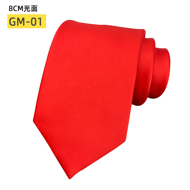 Satin Finish Men's Tie Solid Color Classic 8cm Width Polyester High-Density Reflective Fabric No Pilling Folding Resistant Husband Boyfriend Gift for Wedding Party Festival