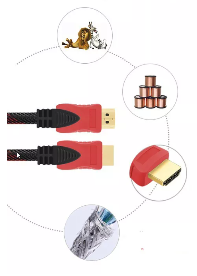 CÁP HDMI BỌC DÂY DÙ ĐỎ DÀI 1,5M CHỐNG NHIỄU