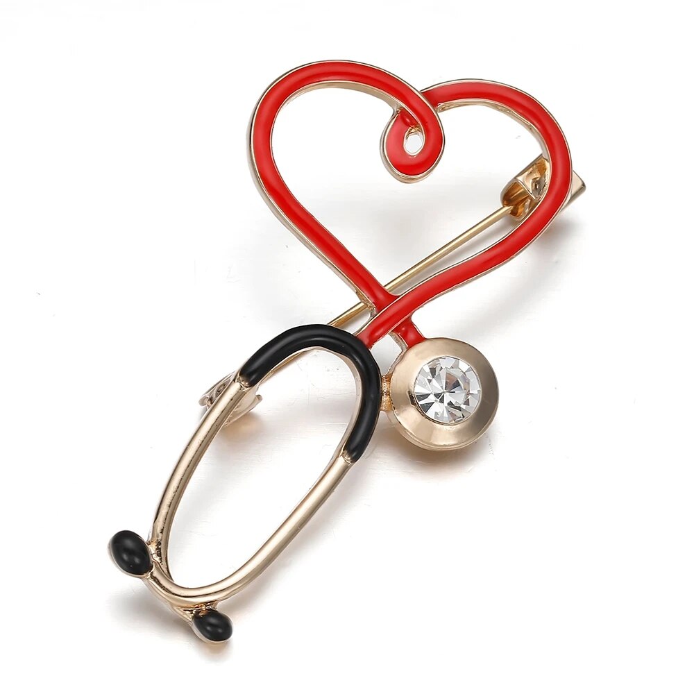 Red Red Hanreshe Brooch Stethoscope Heart