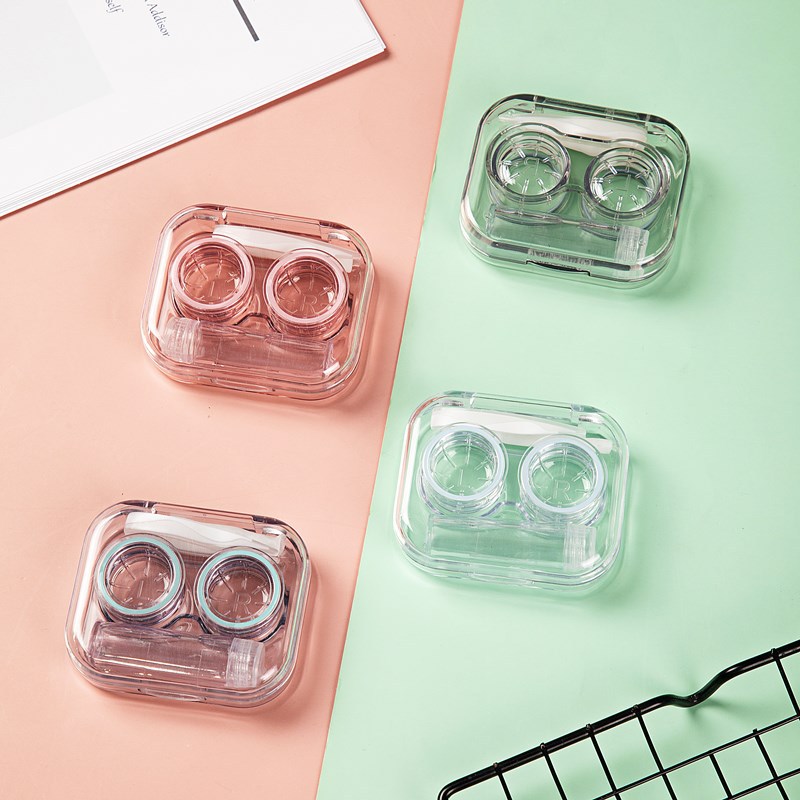 1Pc New Style Random Color Transparent Tweezers Contact lens Cases Women Travel Portable Make Up Beauty Pupil Storage Box
