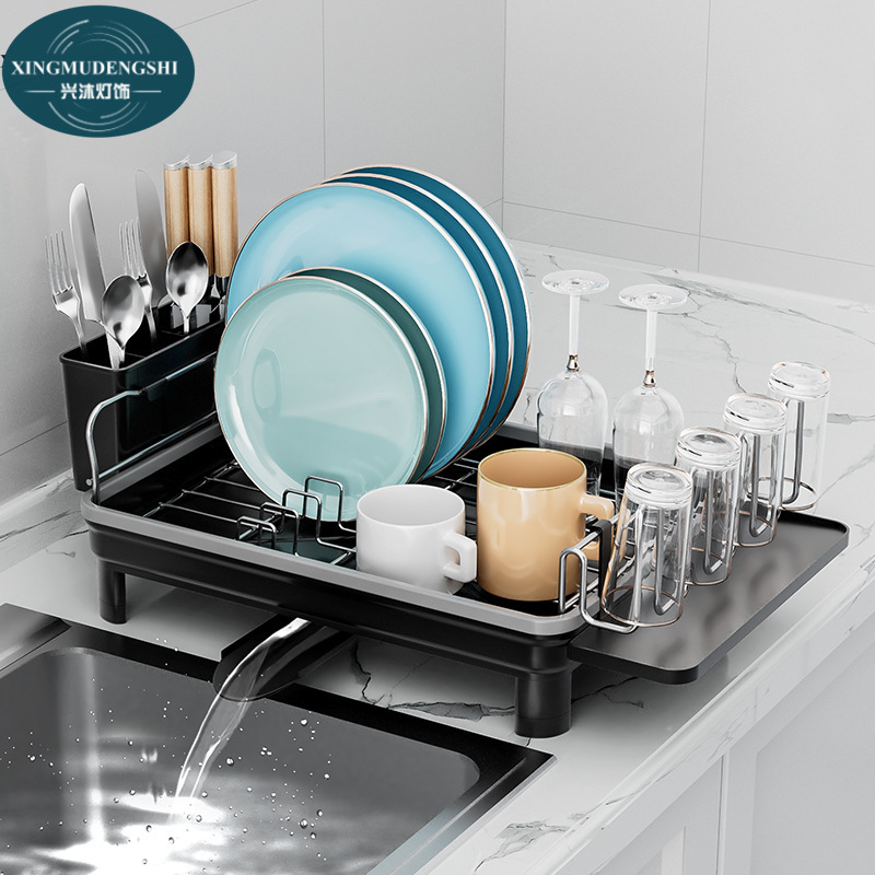 Kitchen 304 stainless steel dish draining household tableware drain basket tableware storage rack save space stainless steel