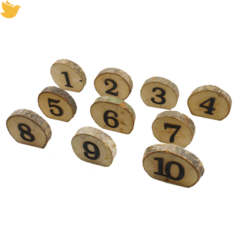 1-10 Digital Wooden Block Engraved Wedding Table Numbers Rustic Table Decor Ornaments