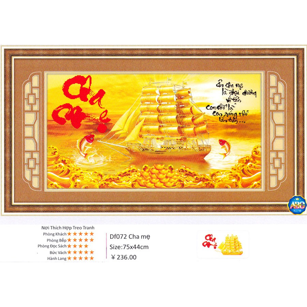 Tranh đính đá cha mẹ 110*50cm - tự đính