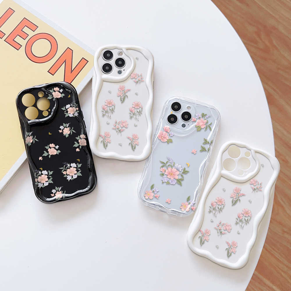 YYDS%20for%20Tecno%20Spark%20Go%201%20Tecno%20Pop%209%204G%20Tecno%20Spark%20Go%202025%20Back%20Cover%20Pink%20Flowers%20Case%20Texture%20Wavy%20Edge%20Soft%20Silicone%20Mobile%20Cover%20-%20Image%203