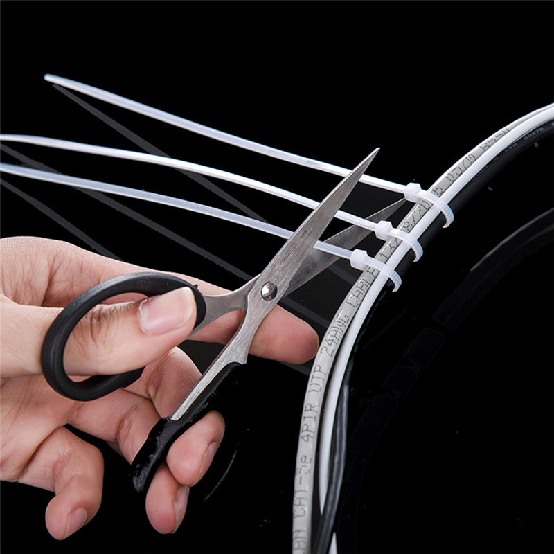 Maoyuanxing Chandrae 100pcs Fasten White Black Cable Wire Zip Ties Self Locking Nylon Cable Tie