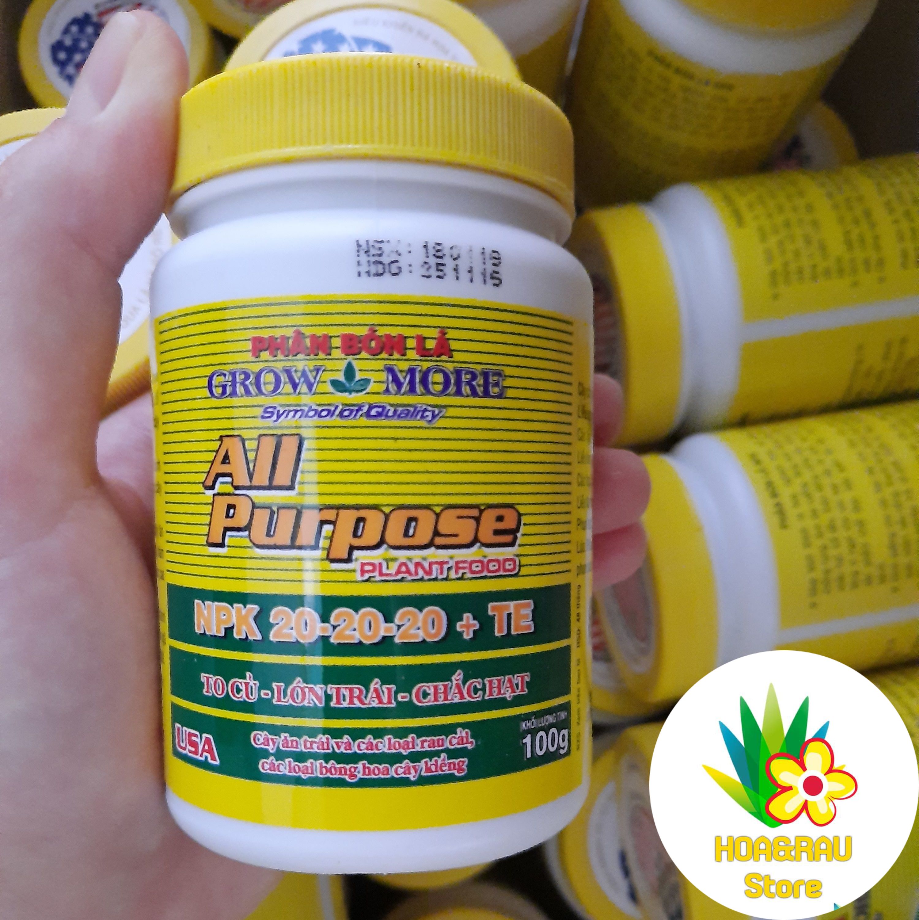 PHÂN BÓN LÁ GROWMORE (USA) - 20.20.20 TE 100GR