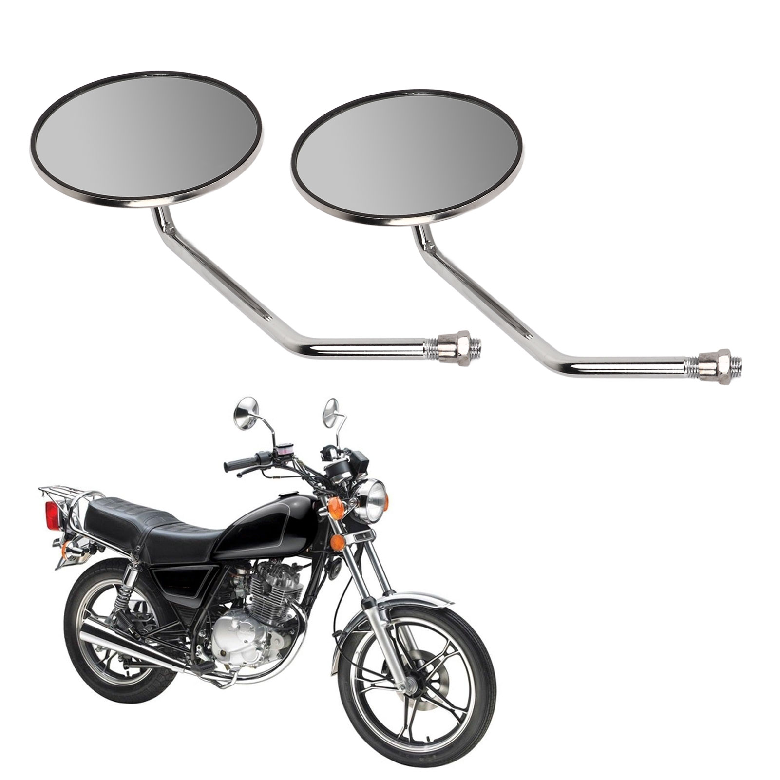 Motorcycle Rear View Mirror 2PCS Easy Clean Shockproof High Definition Stainless Steel Motorcycle Handlebar Mirrors for Suzuki Gn125