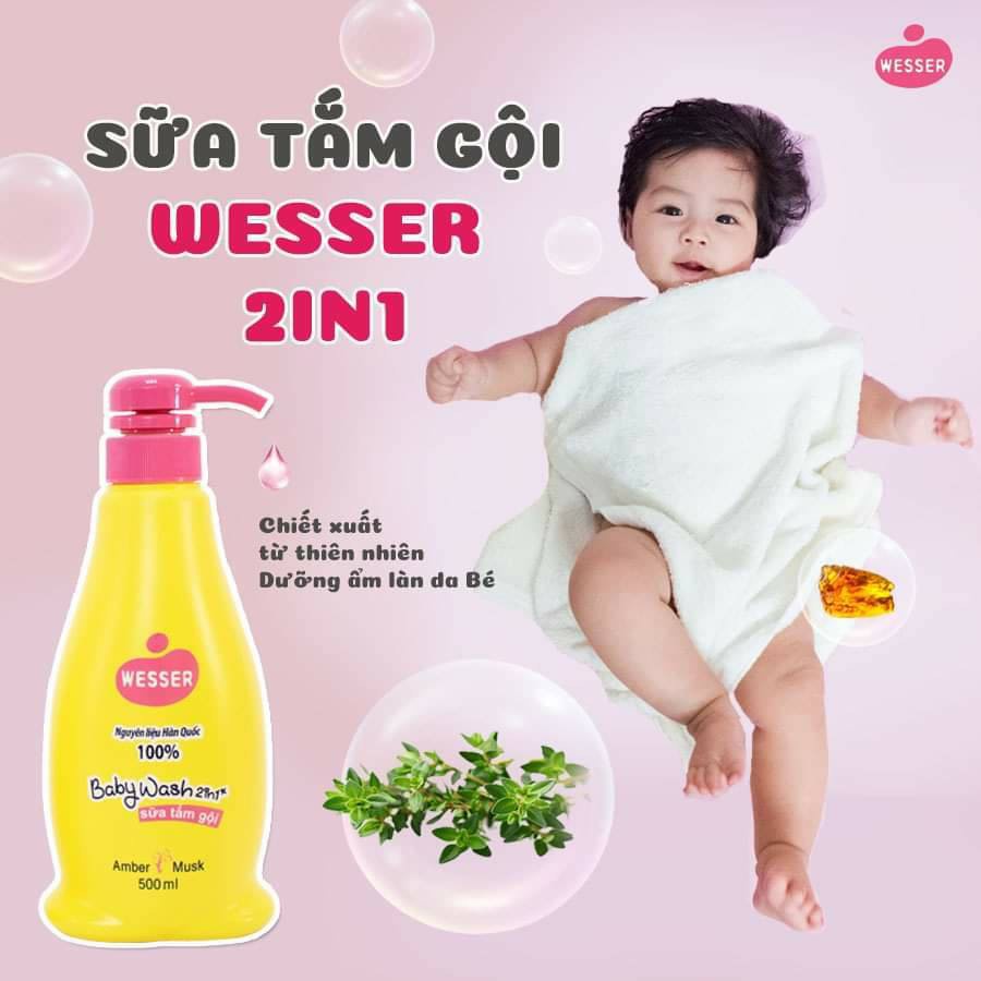 Sữa tắm gội 2trong1 wesser Hàn quốc 500ml