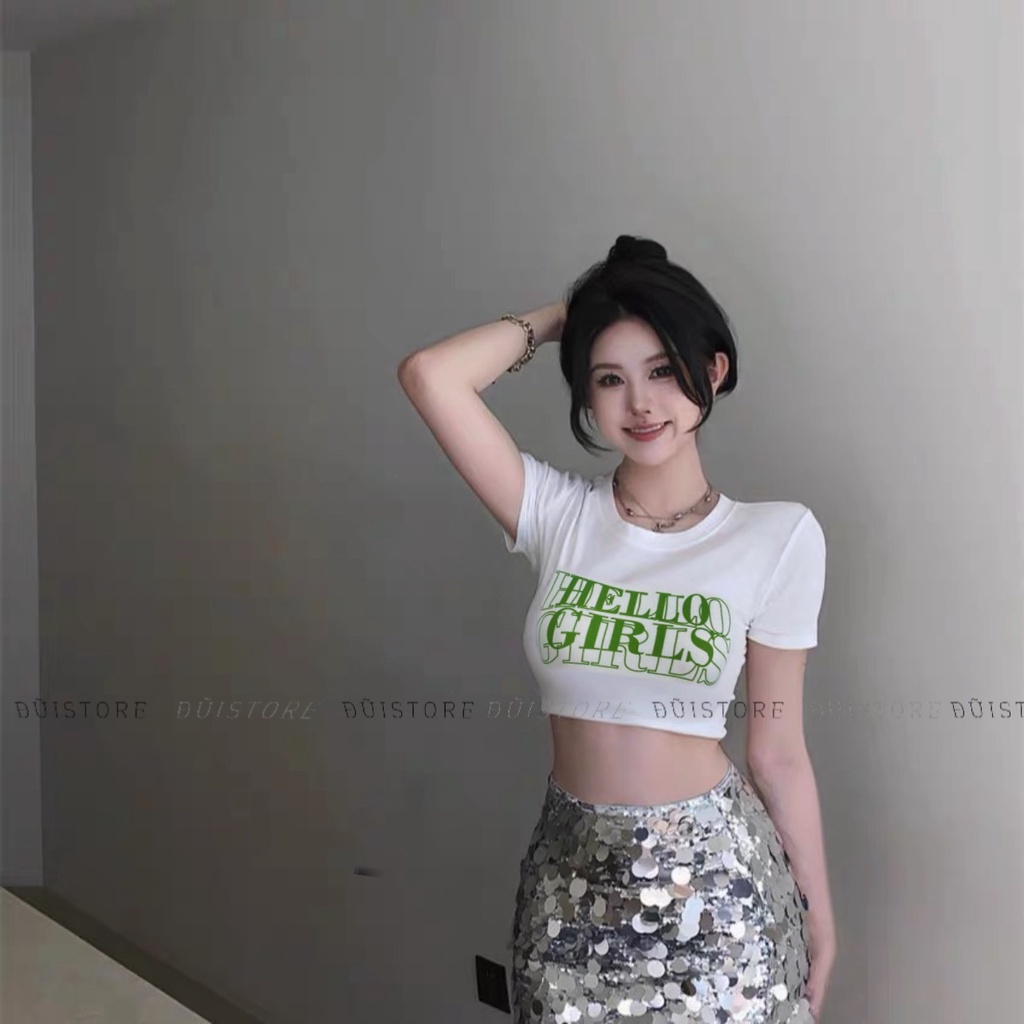 [FREESHIP + VOUCHER] Áo thun croptop HELLO GIRLS