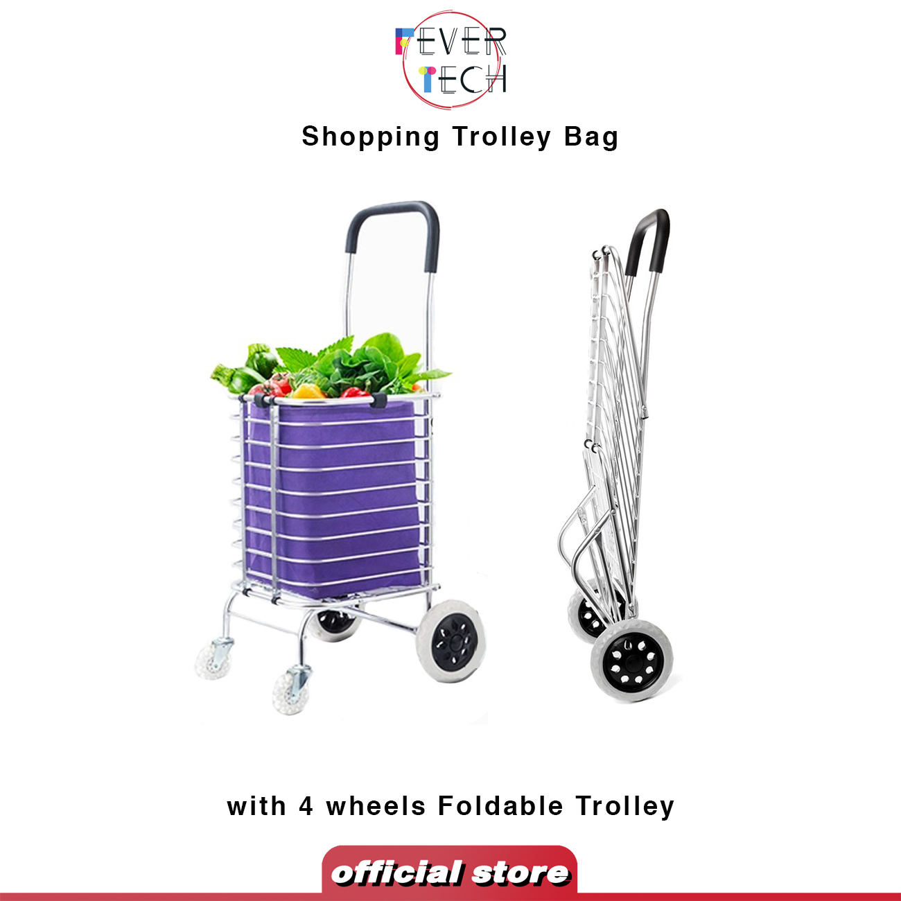 Shopping Trolley Bag with 4 wheels Foldable Trolley Lazada Singapore