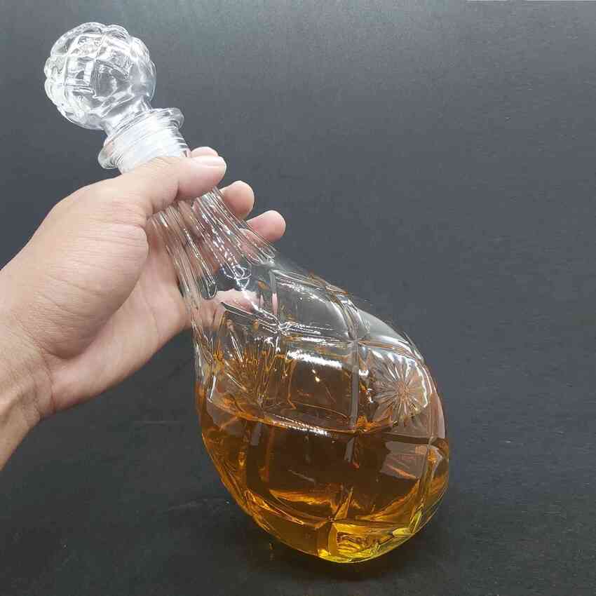 Vỏ Chai Đựng Rượu 1 Lít (combo 2 cái) mẫu giọt nước hoa văn trái dứa – Chai Thủy Tinh Đựng Rượu 1000ML - Bình Đựng Rượu Thủy Tinh siêu trong (A5)
