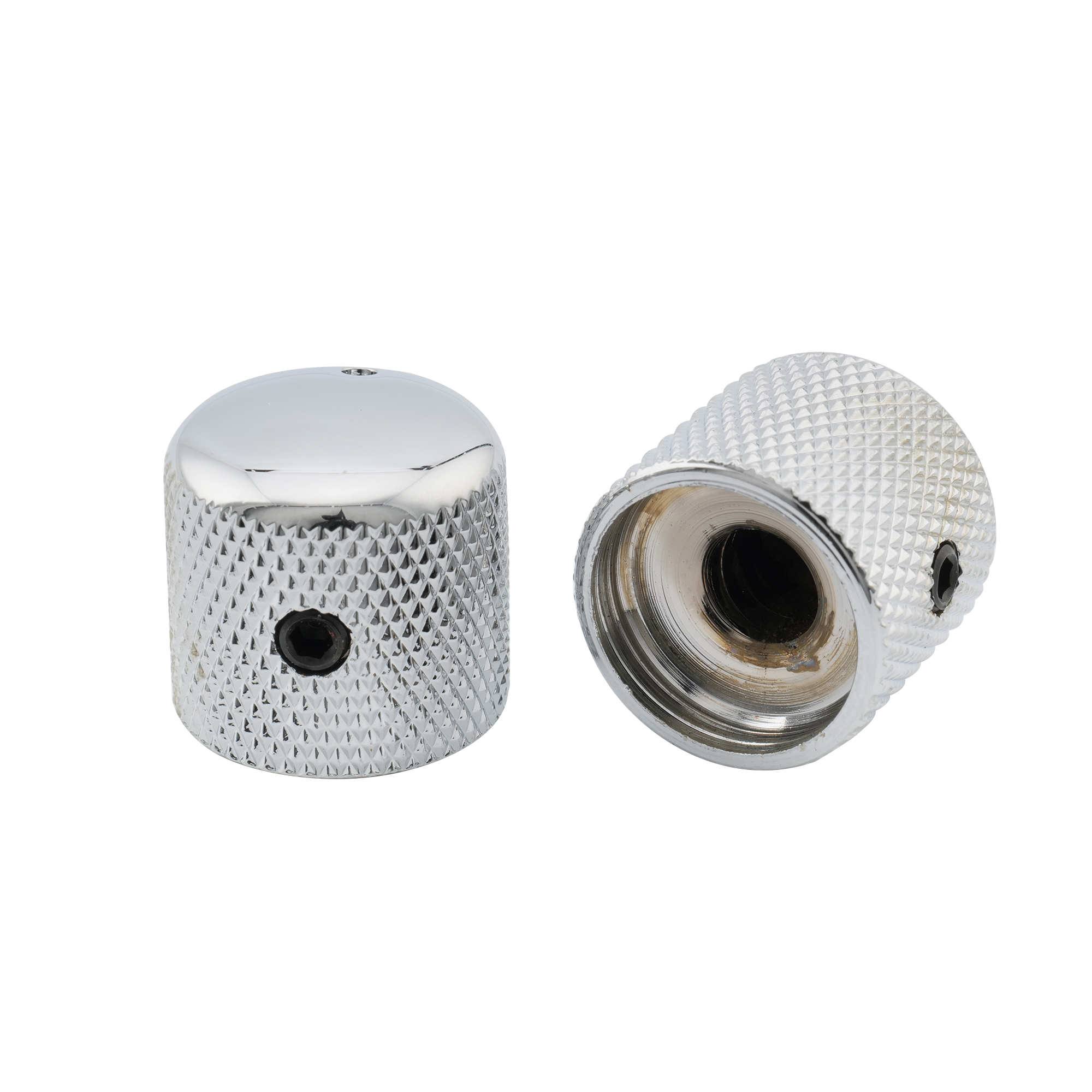 Boutons De Réglage Guitare/basse – Set De 2 Boutons Acier Fin Cannelé Avec Vis, Universel