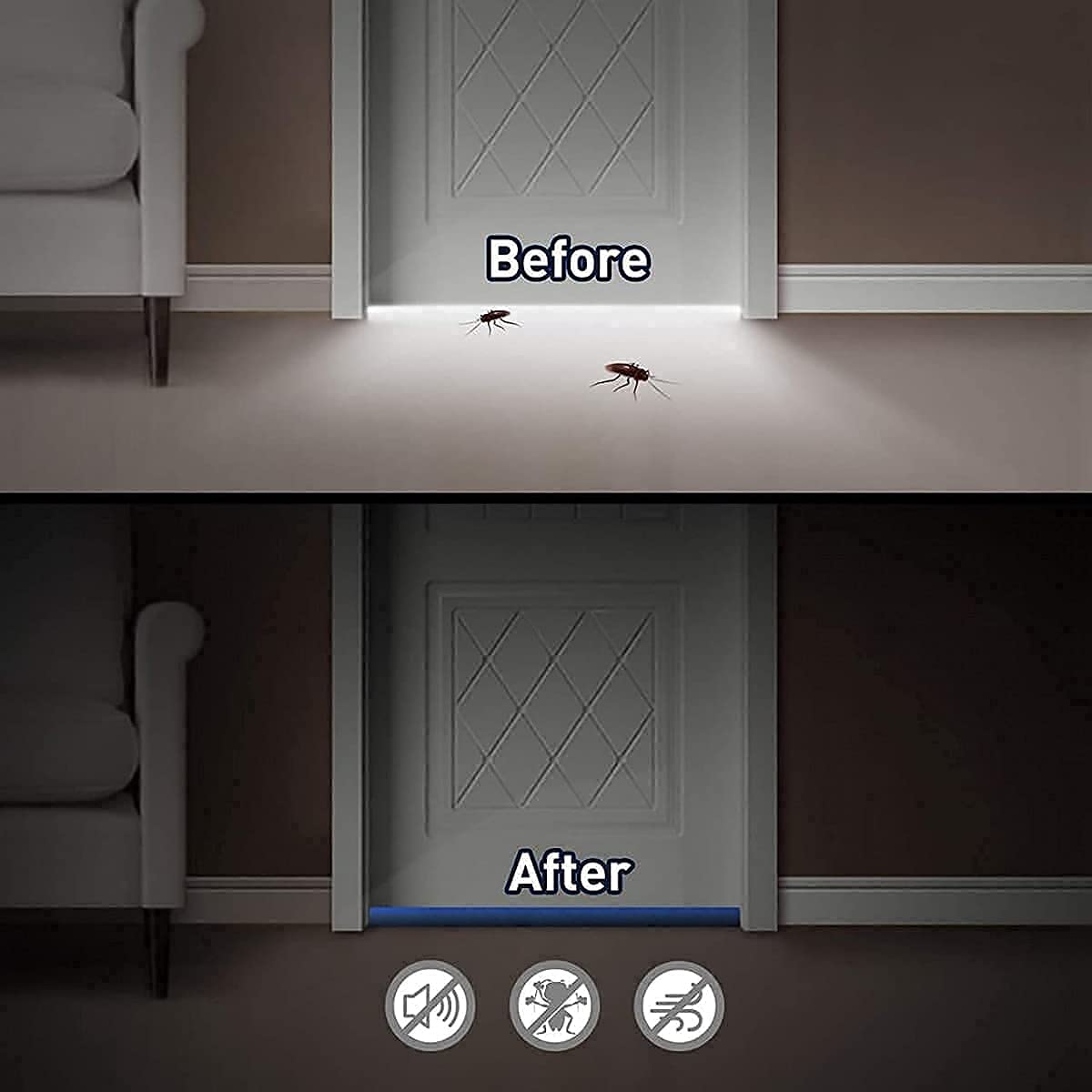 Twin Door Draft Dodger Guard Stopper Protector Under Door Clean Strip Prevent Insect & Dust Blocker. 