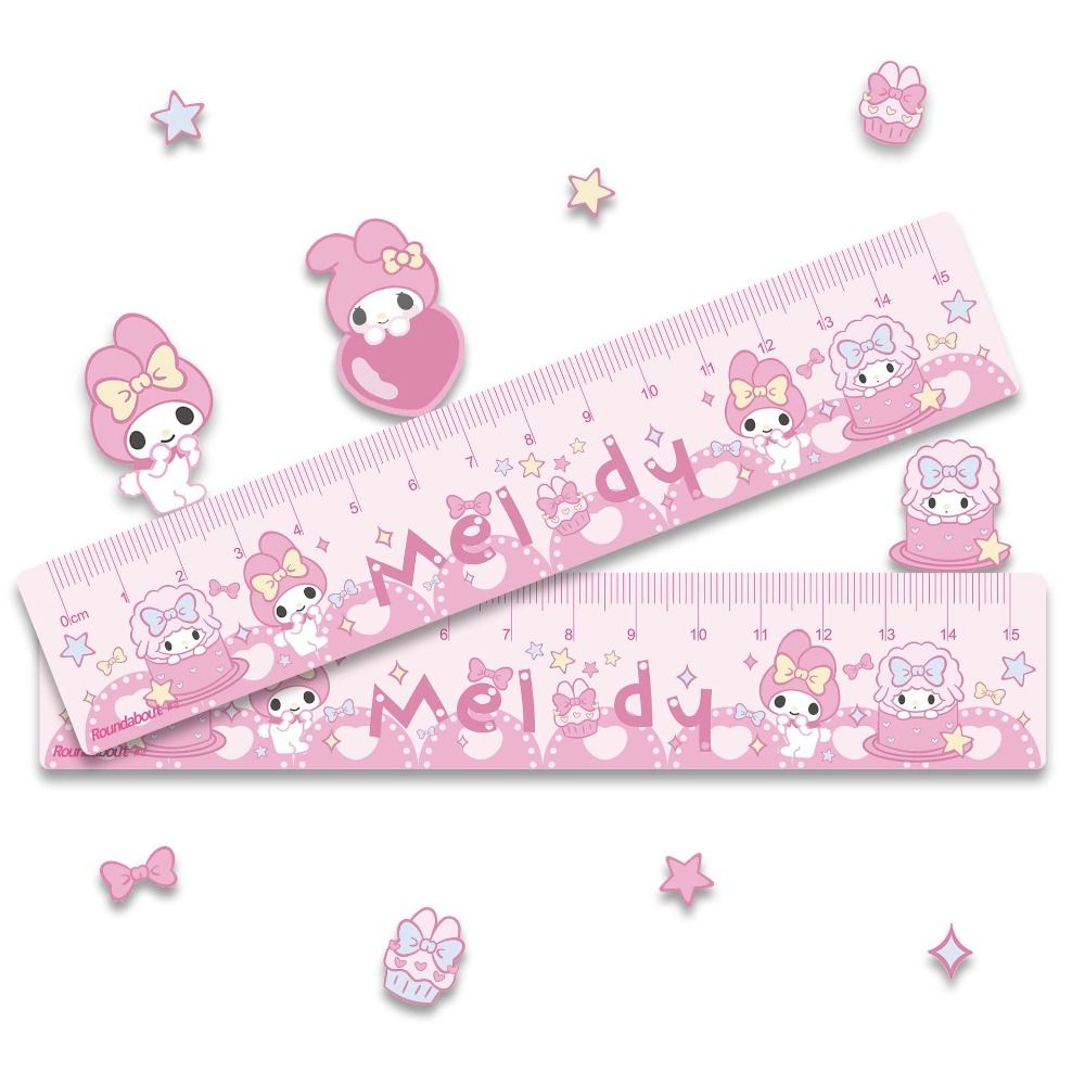 MMLUCK Melody Kuromi cinnamorol Dụng cụ tranh tự làm thước thẳng soạn thảo 15cm dụng cụ toán học đa chức năng thước kẻ vẽ thước đo Acrylic dễ thương văn phòng phẩm