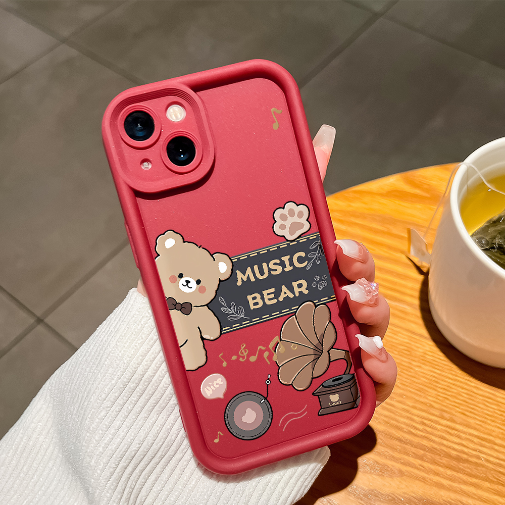 UCUC for Infinix Note 40 Back Cover Love Music Bear Ladder Camera Soft Rubber Phone Case. 