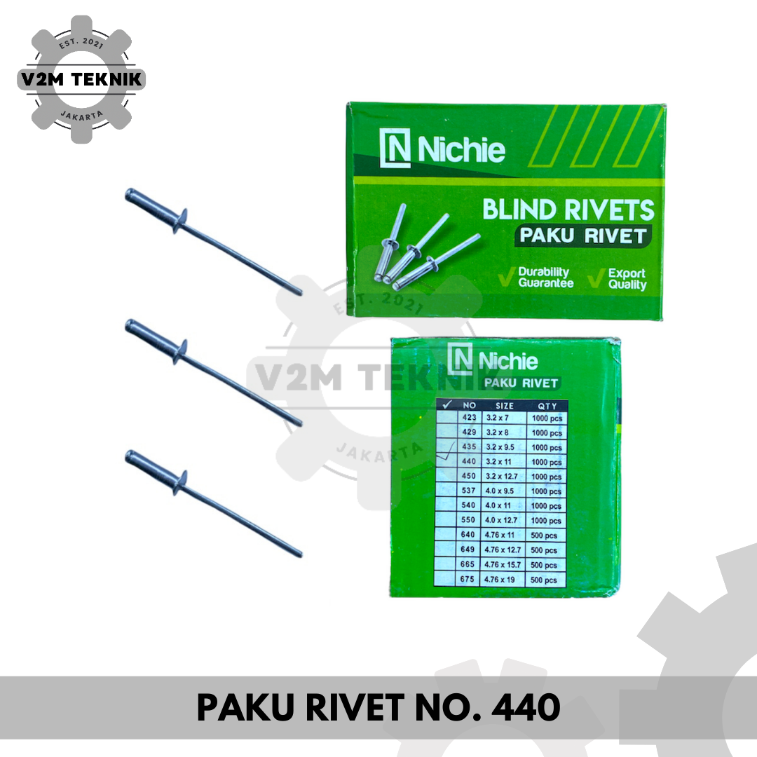 Paku Rivet NICHIE No. 440 / Paku Ripet 440 / Blind Rivets 440 | Lazada ...