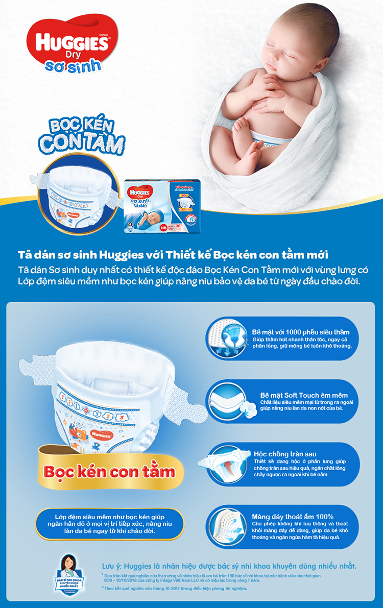 Tã Dán Huggies Dry Size M76 Miếng (6-11kg)