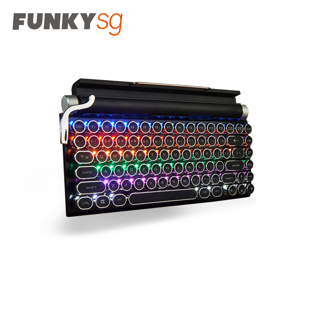 Mechanical Typewriter Keyboard Gaming Keyboard Bluetooth 5.0 with LED Adjustable Backlight. 83