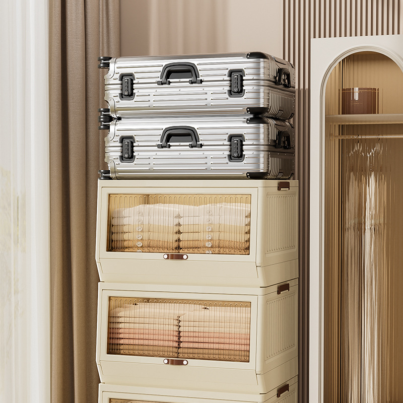Snack storage box, household wardrobe, clothes, quilt organizer, plastic transparent folding storage box, storage box,Save space