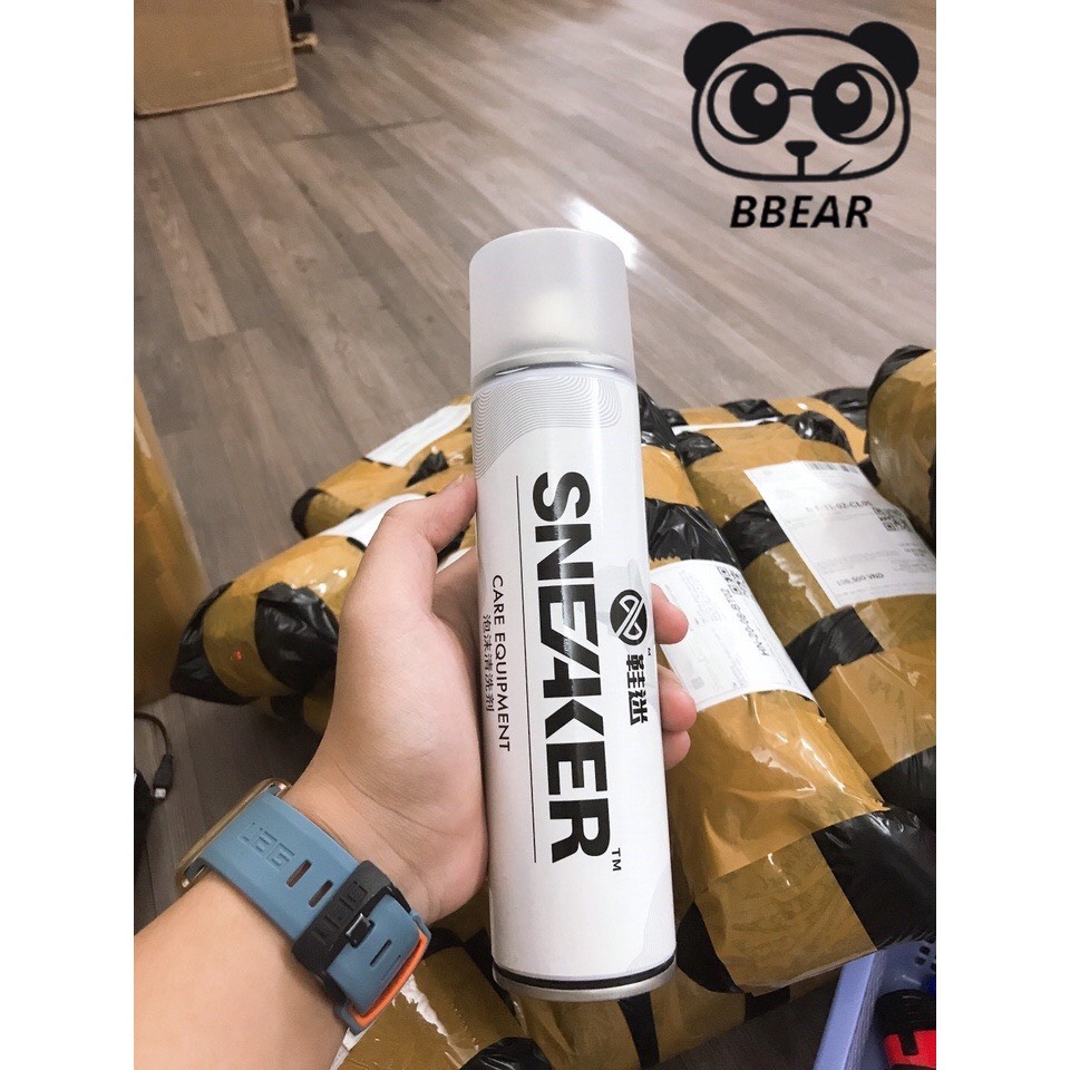 Chai xịt bọt vệ sinh sạch giày snoker/sneaker tặng kèm bàn chải + khăn lau không cần giặt bbearshop